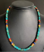 Load image into Gallery viewer, Sterling Silver Turquoise Multi Stone Bead Necklace. 18 inch. Gift