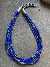 Load image into Gallery viewer, Sterling Silver Multi Strand Multi Stone Lapis Bead Necklace. 24 inch