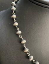 Load image into Gallery viewer, Sterling Silver 8mm Navajo Pearls Rosary Bead Necklace. 28 Inch.