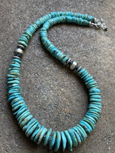 Load image into Gallery viewer, Sterling Silver Graduated Turquoise Bead Necklace. 18 inch