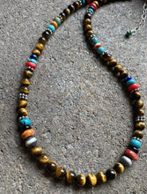 Load image into Gallery viewer, Sterling Silver Tiger’s Eye Multi Stone Bead Necklace. 18 inch. Gift