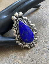 Load image into Gallery viewer, Native American Sterling Silver Lapis Adjustable Ring. CY