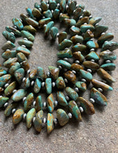 Load image into Gallery viewer, Sterling Silver Green Turquoise Nuggets with Navajo Pearls Bead Necklace 43 inch