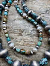 Load image into Gallery viewer, Set of 2 Sterling Silver Turquoise Bead Necklaces. Layered. Gift Combo