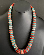 Load image into Gallery viewer, SterlingSilver MultiStone Graduated Turquoise Spiny Oyster Bead Necklace 26 inch