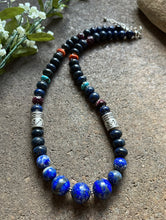 Load image into Gallery viewer, Sterling Silver Lapis Multi Stone Bead Necklace. 22 inch