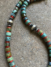 Load image into Gallery viewer, Sterling Silver Turquoise Coral Bead Necklace. 18.5 inch