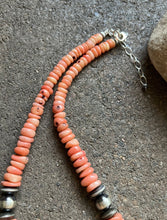 Load image into Gallery viewer, Sterling Silver Graduated Pink Coral Bead Necklace 18 inch