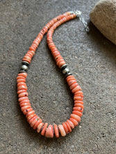 Load image into Gallery viewer, Sterling Silver Graduated Pink Coral Bead Necklace 18 inch