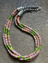 Load image into Gallery viewer, Sterling Silver Multi Strand Multi Color Shell Turquoise Bead Necklace. 24 inch