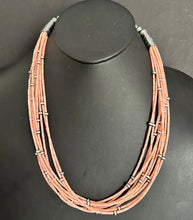 Load image into Gallery viewer, Sterling Silver Multi Strand Pink Coral W Pearls Bead Necklace 24 Inch