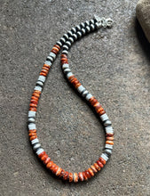 Load image into Gallery viewer, Sterling Silver Spiny Oyster White Bead Necklace. 18 inch