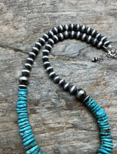 Load image into Gallery viewer, Sterling Silver Turquoise W Pearls Bead Necklace. 18 inch