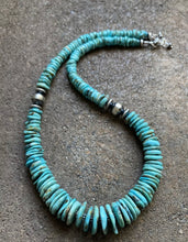 Load image into Gallery viewer, Sterling Silver Graduated Turquoise Bead Necklace. 18 inch