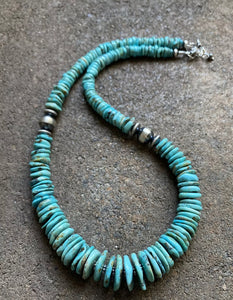 Sterling Silver Graduated Turquoise Bead Necklace. 18 inch