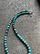 Load image into Gallery viewer, Sterling Silver Round Turquoise Bead Necklace 18 inch
