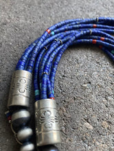 Load image into Gallery viewer, Sterling Silver Multi Strand Multi Stone Lapis Bead Necklace. 22 Inch