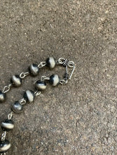 Load image into Gallery viewer, Sterling Silver 8mm Navajo Pearls Rosary Bead Necklace. 16 Inch.