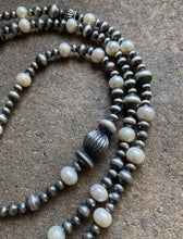 Load image into Gallery viewer, Sterling Silver Freshwater Pearls W Navajo Pearls Bead Necklace 43 Inch