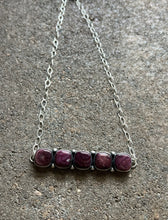 Load image into Gallery viewer, Navajo Sterling Silver Purple Spiny Oyster Choker Bar Chain Necklace 14 inch KY