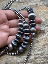 Load image into Gallery viewer, Long Sterling Silver Navajo Pearls Bead Necklace 34 Inch.