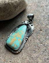 Load image into Gallery viewer, Native American Sterling Silver Turquoise Pendant. Alfred Martinez