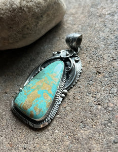 Native American Sterling Silver Turquoise Pendant. Alfred Martinez