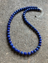 Load image into Gallery viewer, Sterling Silver Lapis Bead Necklace. 18 inch