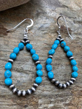 Load image into Gallery viewer, Sterling Silver Sleeping Beauty Turquoise W Navajo Pearls Earrings.