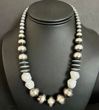 Load image into Gallery viewer, Sterling Silver Graduated White Bead W Pearls Necklace. 18 inch