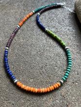 Load image into Gallery viewer, Sterling Silver Multi Stone W Pearls Bead Necklace. 22 Inch