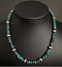 Load image into Gallery viewer, Sterling Silver Turquoise W Navajo Pearls Bead Necklace 16 inch