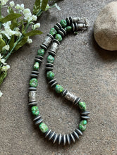 Load image into Gallery viewer, Sterling Silver Pearls Sonoran Gold Turquoise Nuggets Bead Necklace 22 inch