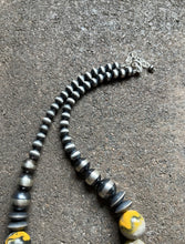 Load image into Gallery viewer, Sterling Silver Bumblebee Jasper W Pearls Bead Necklace. 18 inch
