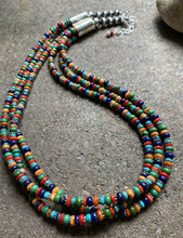 Load image into Gallery viewer, Sterling Silver Multi Strand Multi Stone Bead Necklace. 24 inch