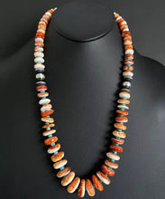 Load image into Gallery viewer, Sterling Silver Graduated Spiny Oyster Turquoise Bead Necklace 25 inch