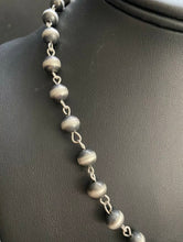 Load image into Gallery viewer, Sterling Silver 8mm Navajo Pearls Rosary Bead Necklace. 16 Inch.