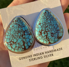 Load image into Gallery viewer, Navajo Sterling Silver Egyptian Turquoise Earrings. OC