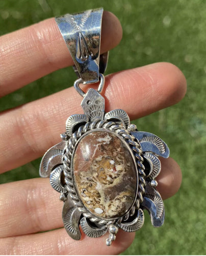 Native American Sterling Silver Wild Horse Pendant. Signed