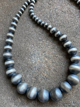 Load image into Gallery viewer, Sterling Silver Graduated Navajo Pearls Bead Necklace 30 Inch