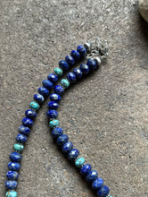 Load image into Gallery viewer, Sterling Silver Lapis Turquoise Bead Necklace. 19 inch