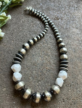 Load image into Gallery viewer, Sterling Silver Graduated White Bead W Pearls Necklace. 18 inch