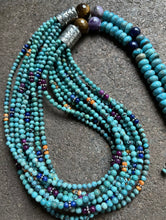 Load image into Gallery viewer, Sterling Silver Multi Strand Multi Stone Turquoise Bead Necklace. 30 inch
