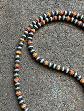Load image into Gallery viewer, Sterling Silver Orange Spiny Oyster with 6mm Pearls Bead Necklace. 22 inch