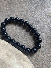 Load image into Gallery viewer, Round Black Onyx Stretchy Bead Bracelet. Free size
