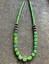Load image into Gallery viewer, Sterling Silver Green Turquoise Bead Necklace. 18 inch