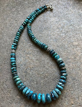 Load image into Gallery viewer, Sterling Silver Graduated Turquoise Bead Necklace. 18.5 inch