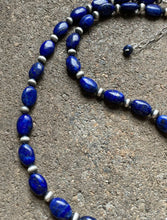 Load image into Gallery viewer, Sterling Silver Lapis W Pearls Bead Necklace. 18 inch