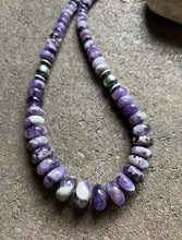Load image into Gallery viewer, Sterling Silver Graduated Amethyst Bead Necklace. 20 Inch