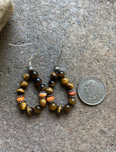 Load image into Gallery viewer, Sterling Silver Tiger’s Eye Spiny Oyster Bead Loop Earrings.